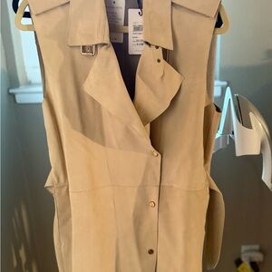 Women's Suede Tan Sleeveless Jacket